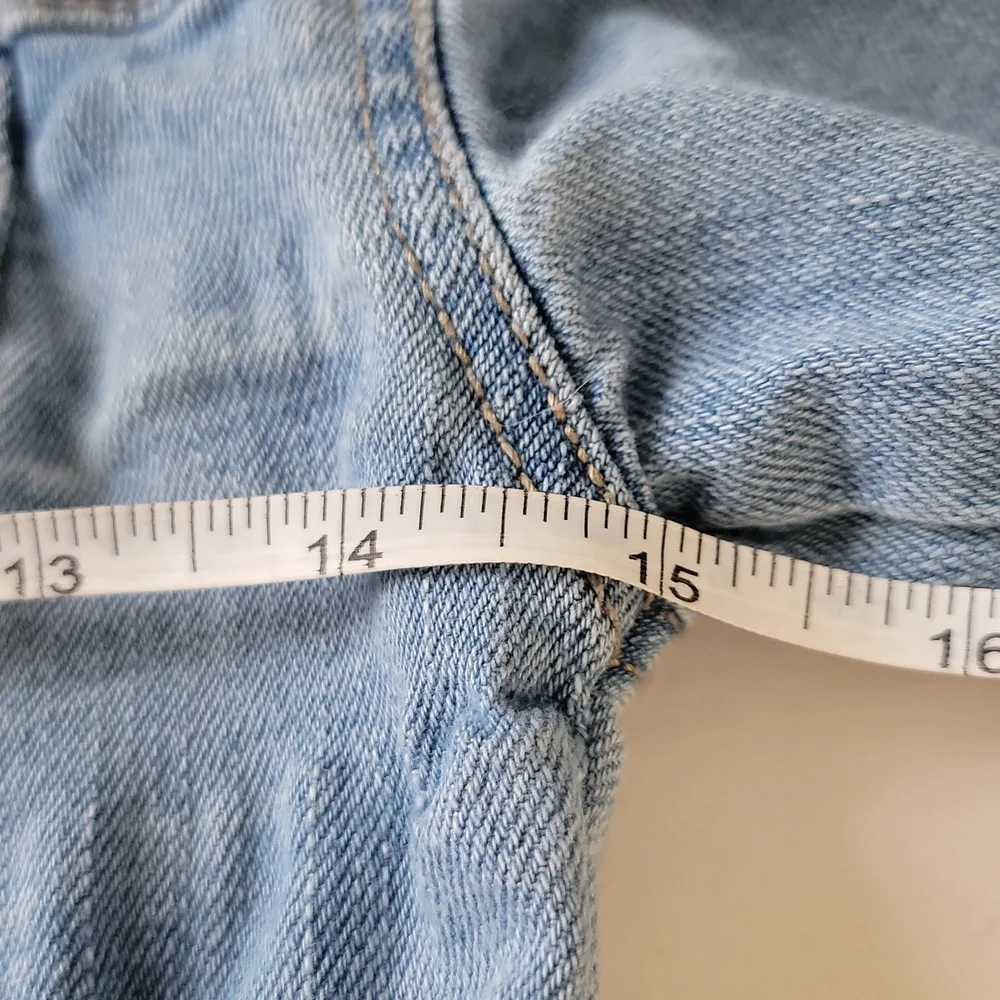 Wonder Nation Cropped Raw Hem Denim Jacket Distressed Blue Girls S 6-6X